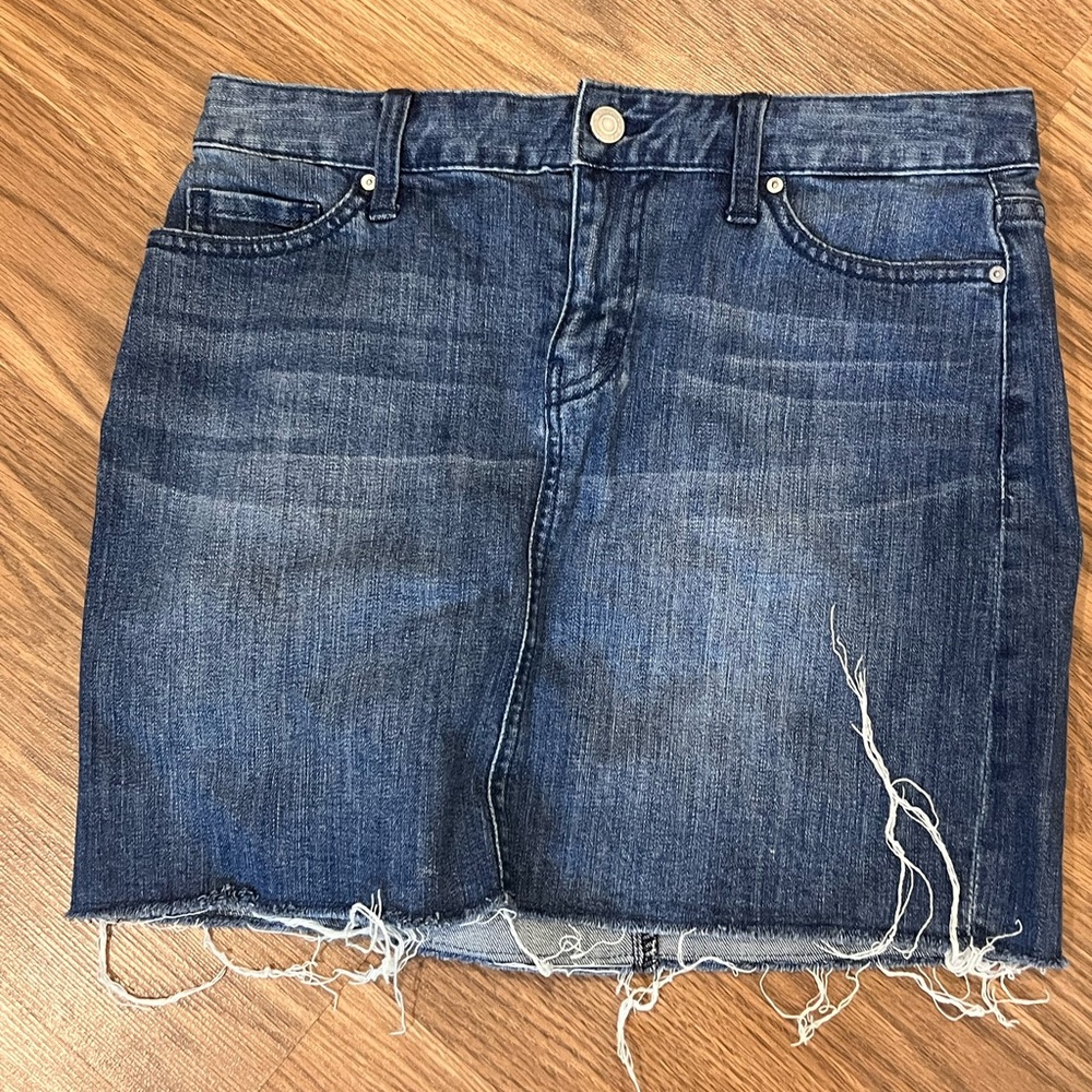 Tommy Hilfiger Distressed Blue Denim Pencil Skirt